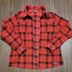 Eddie Bauer Flannel Shirt Plaid Button Down Women's Size M